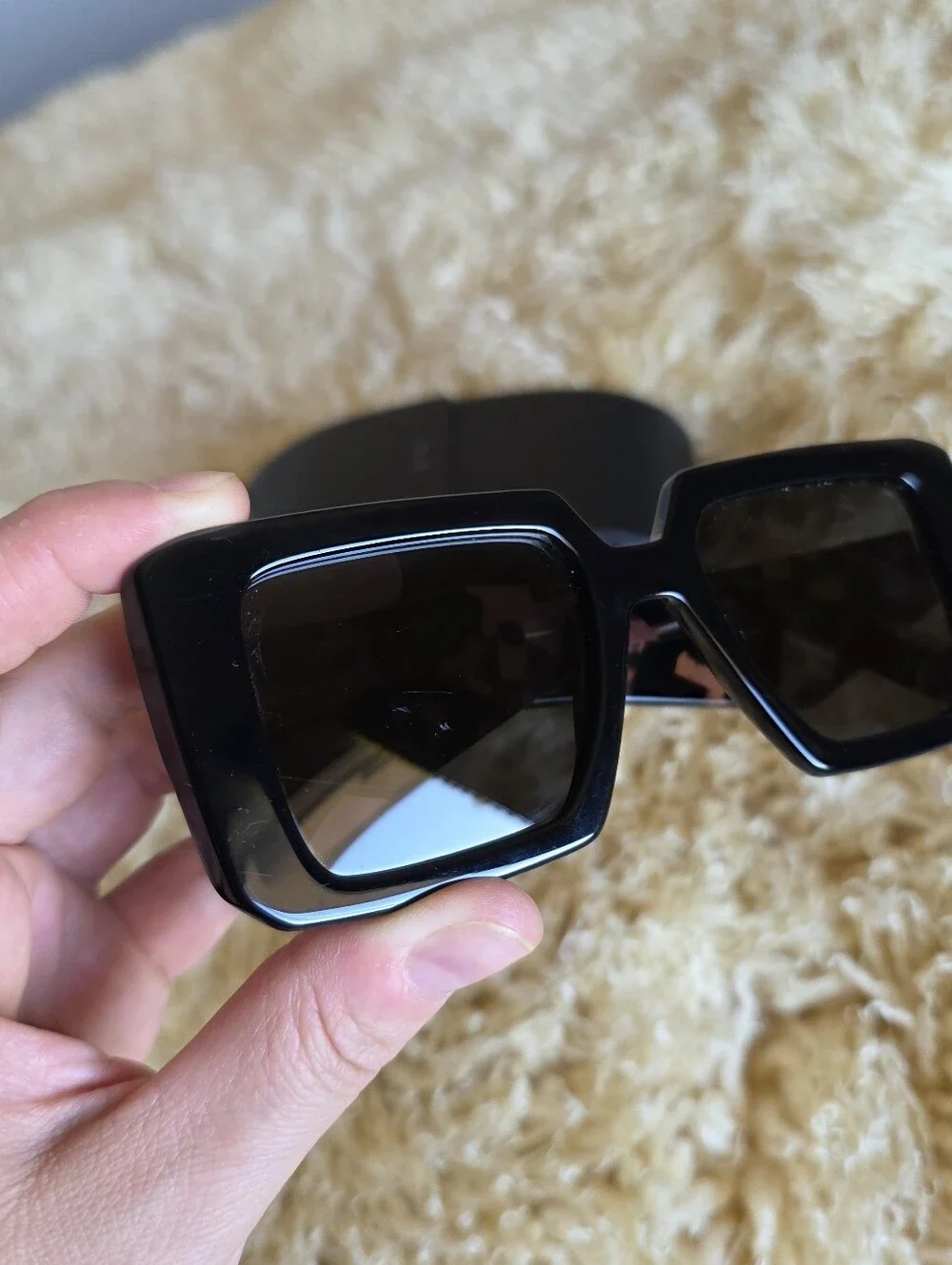 Black Prada Oversized Square Black Tortoise Shell Sunglasses With Matching Case